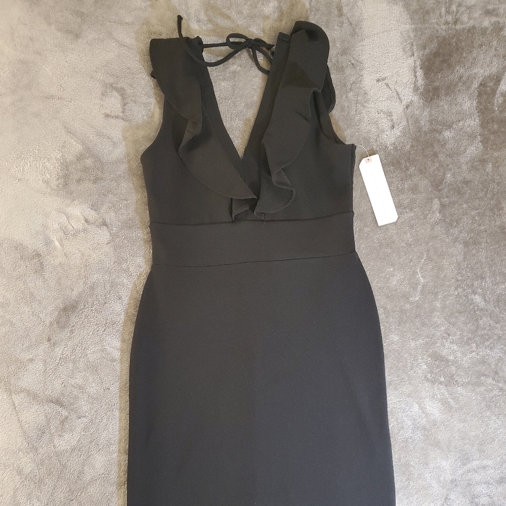 NWT XL Black Cocktail Dress w/Ruffles